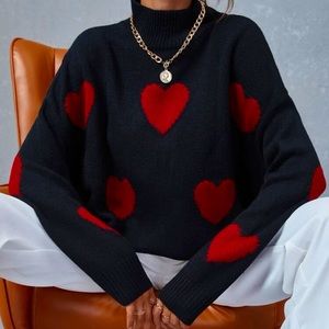 Oversized Red and black heart sweater size small